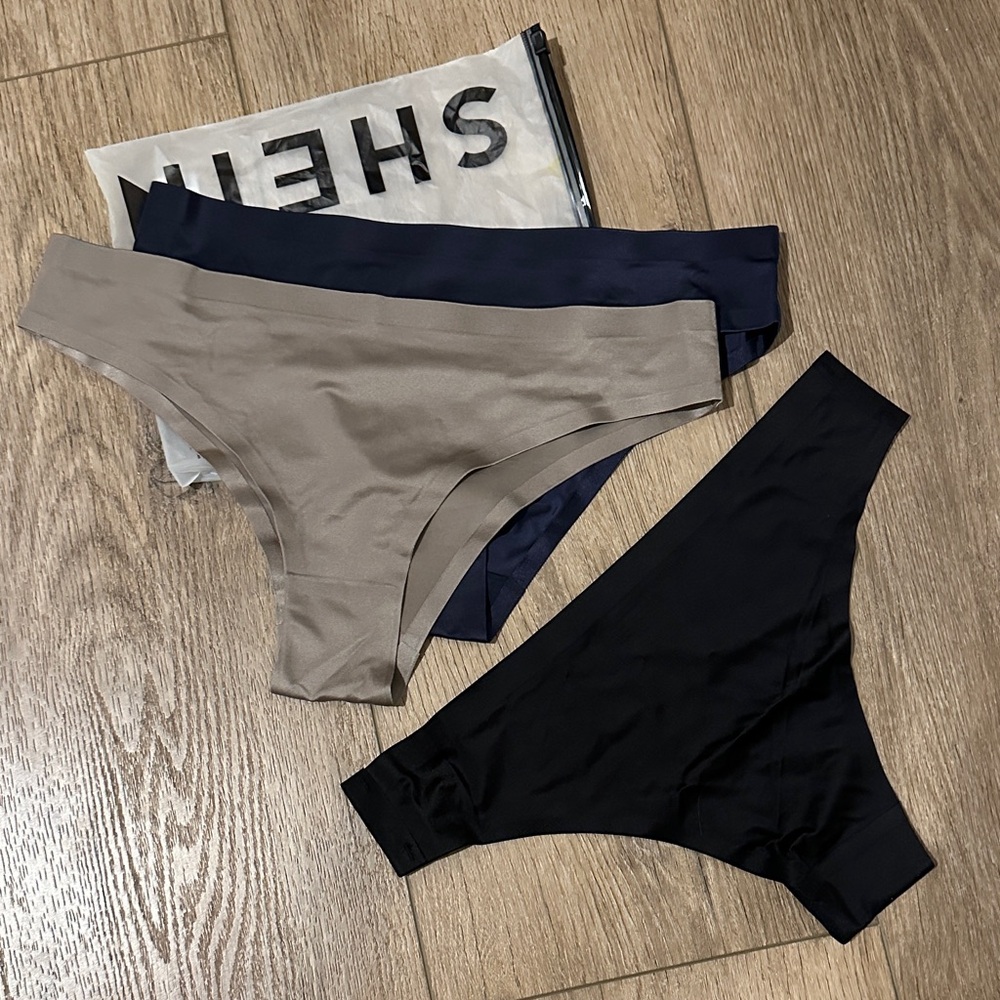 SHEIN Black, Beige, and Navy Panty Trio